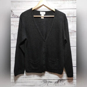 Exclusive Imports Cardigan Sweater Black size Medium Angora Rabbit Silk Wool